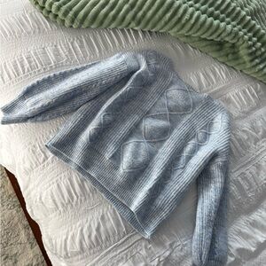 Women's Blue Cable Knit Sweater